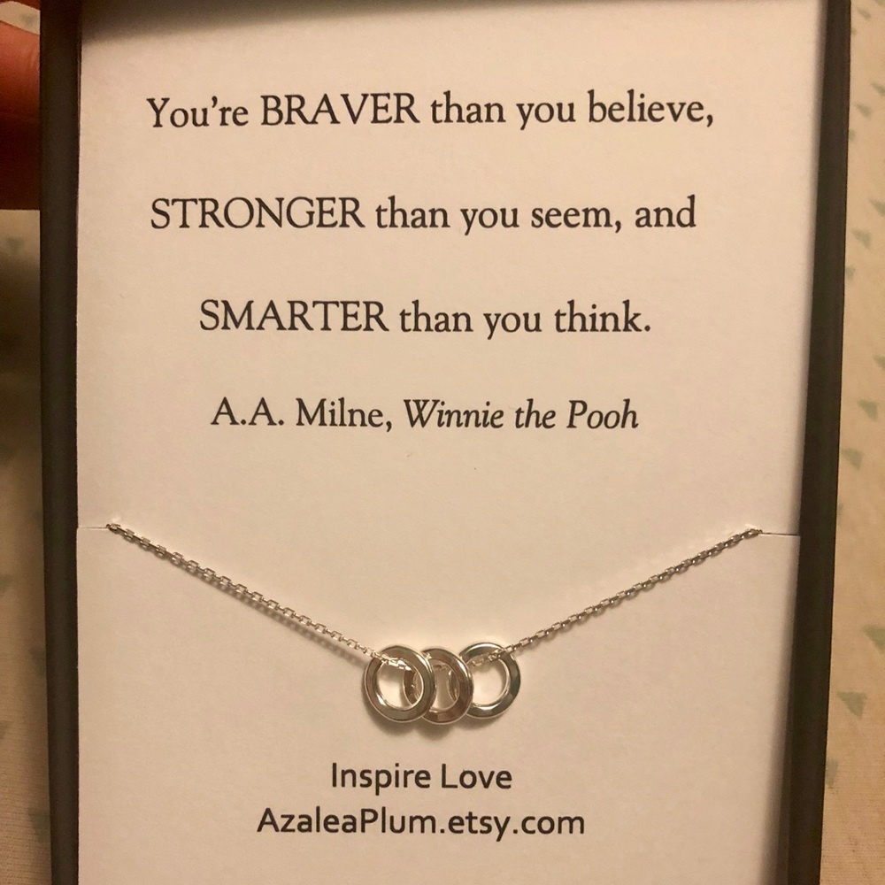 Dainty 925 Silver Three Ring Celebration Necklace